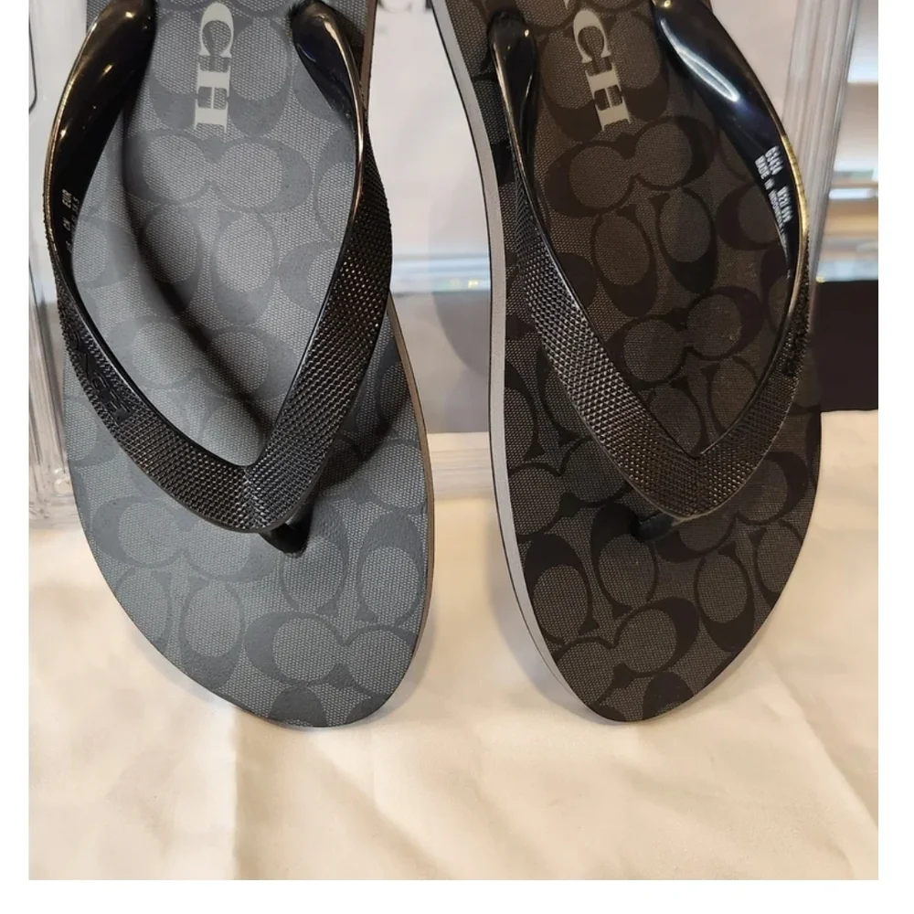 Coach Black Logo Flip Flop Sandals - Picture 6 of 8